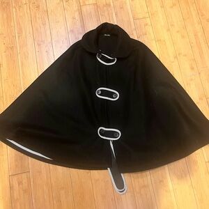 Steven Alan cloak black wool with toggle buttons | size medium large cape